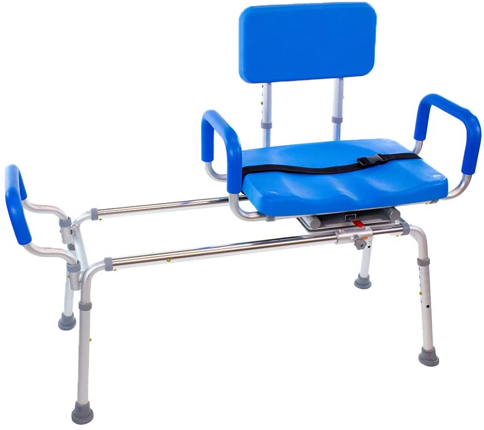 Carousel Sliding Transfer Bench with Swivel Seat-BARIATRIC 600LB Capacity.