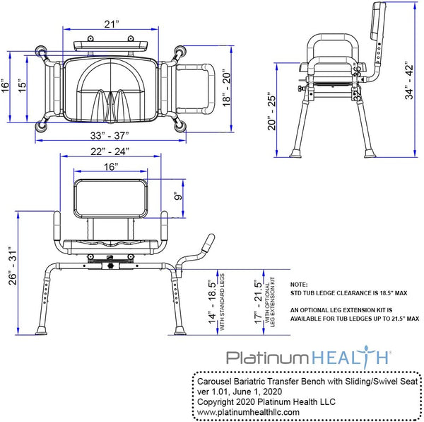 Platinum health fashion carousel sliding transfer bench