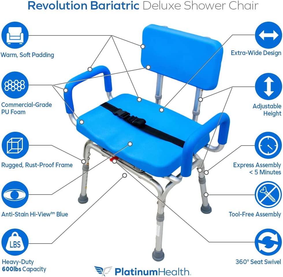 Bariatric Revolution Pivoting Swivel Shower Chair - 600lb Capacity