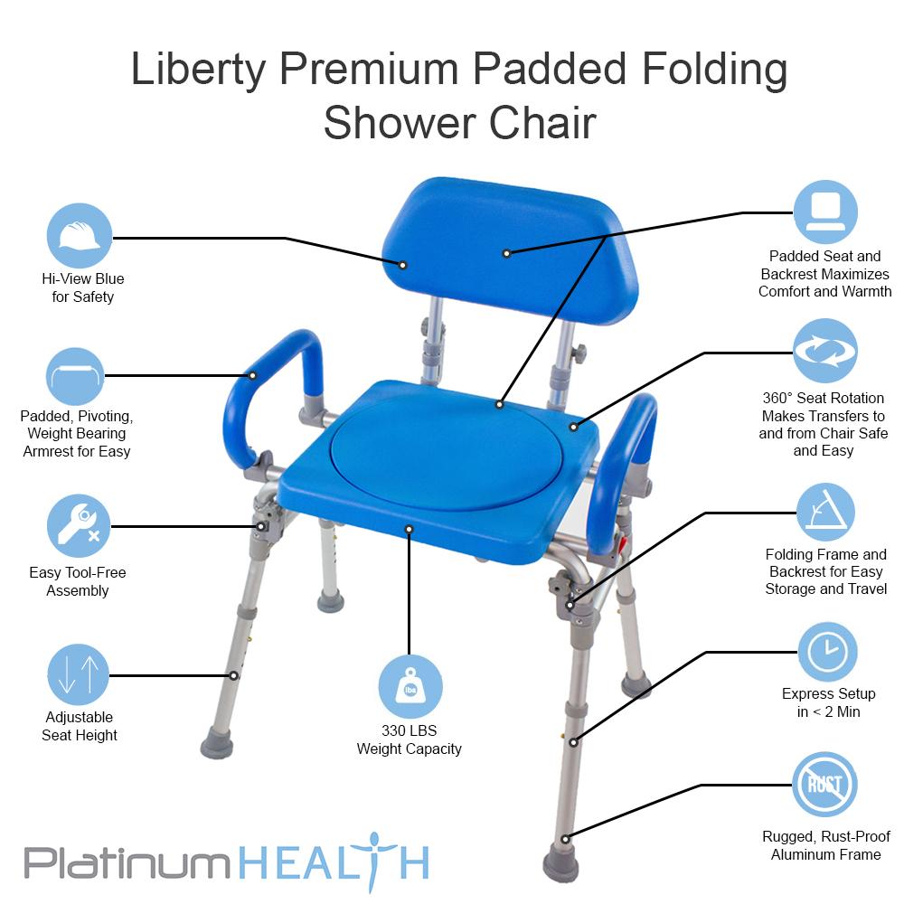 Liberty Folding Shower Chair with Swivel Seat