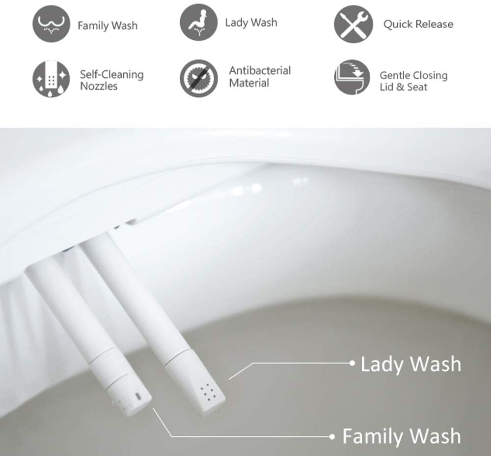 EuroLux Premium Bidet Toilet Seat, Electronic (No Outlet Required)