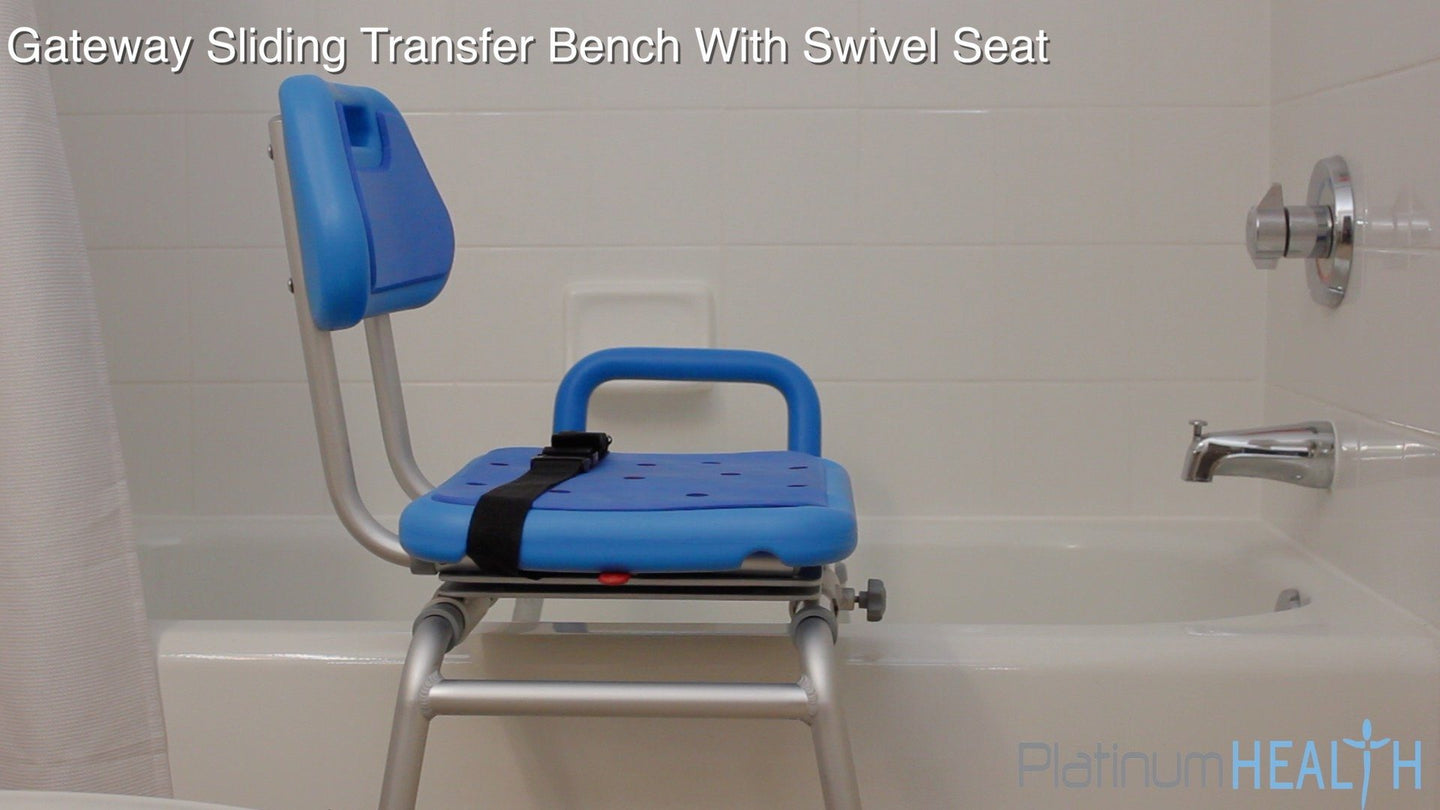 Gateway Premium Sliding Bath Transfer Bench with Swivel Seat PADDED