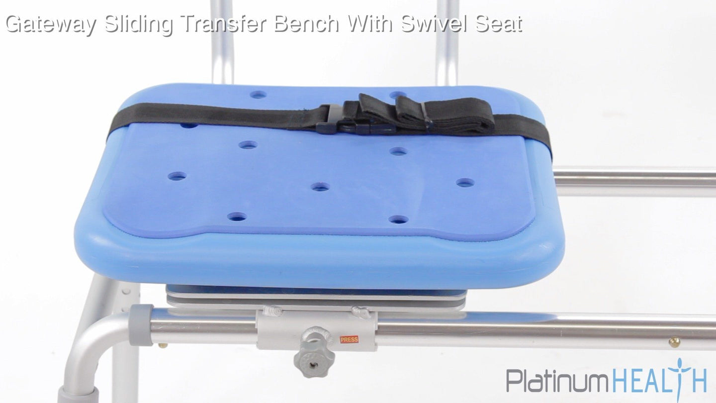 Gateway Premium Sliding Bath Transfer Bench with Swivel Seat PADDED Platinum Health Group