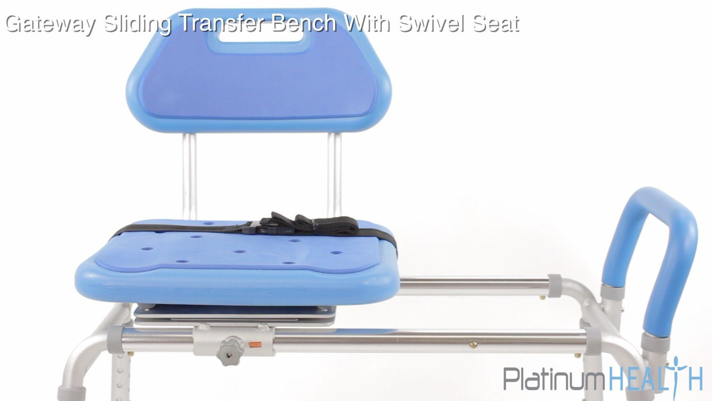 Gateway Premium Sliding Bath Transfer Bench with Swivel Seat PADDED