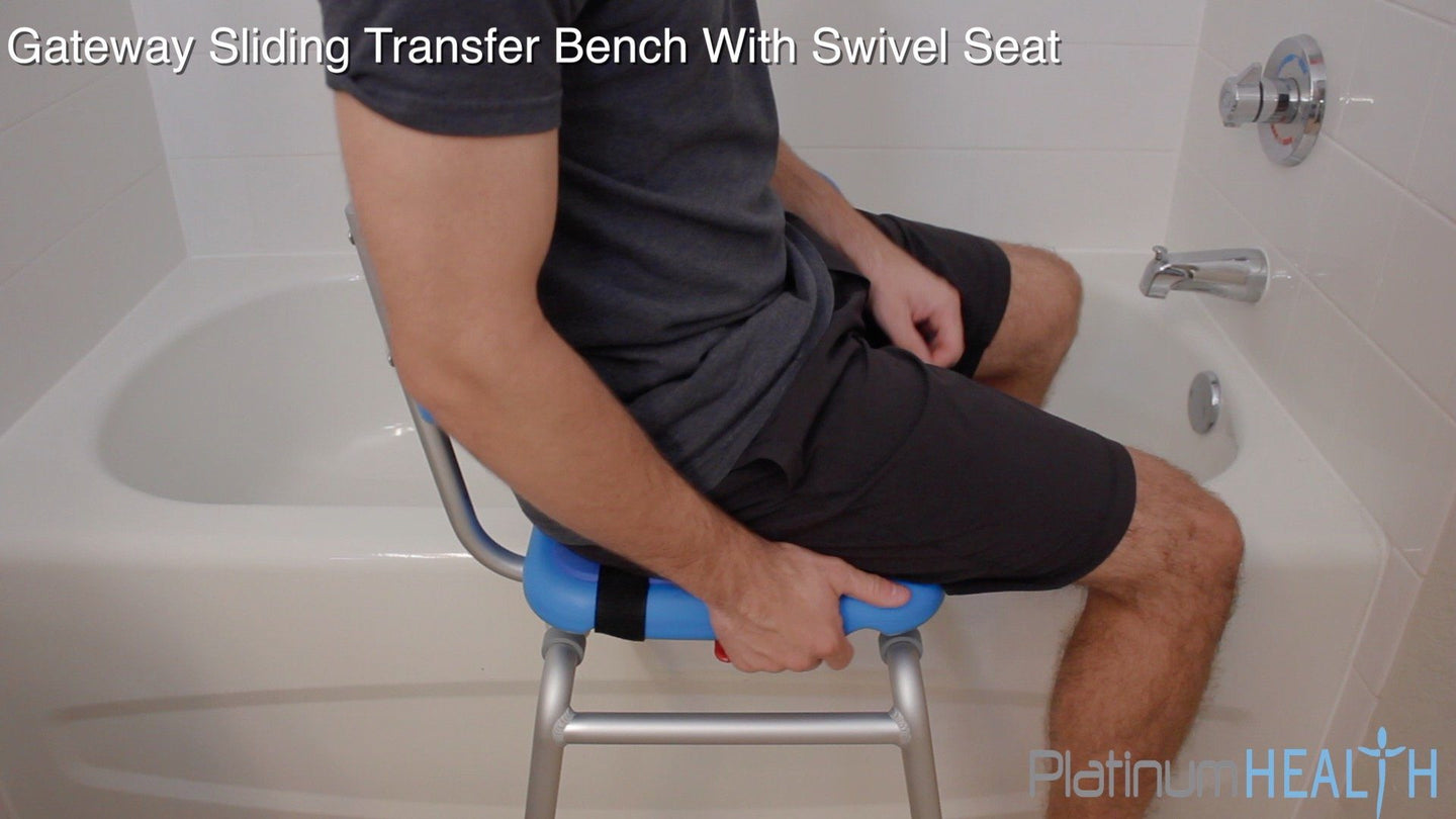 Gateway Premium Sliding Bath Transfer Bench with Swivel Seat PADDED