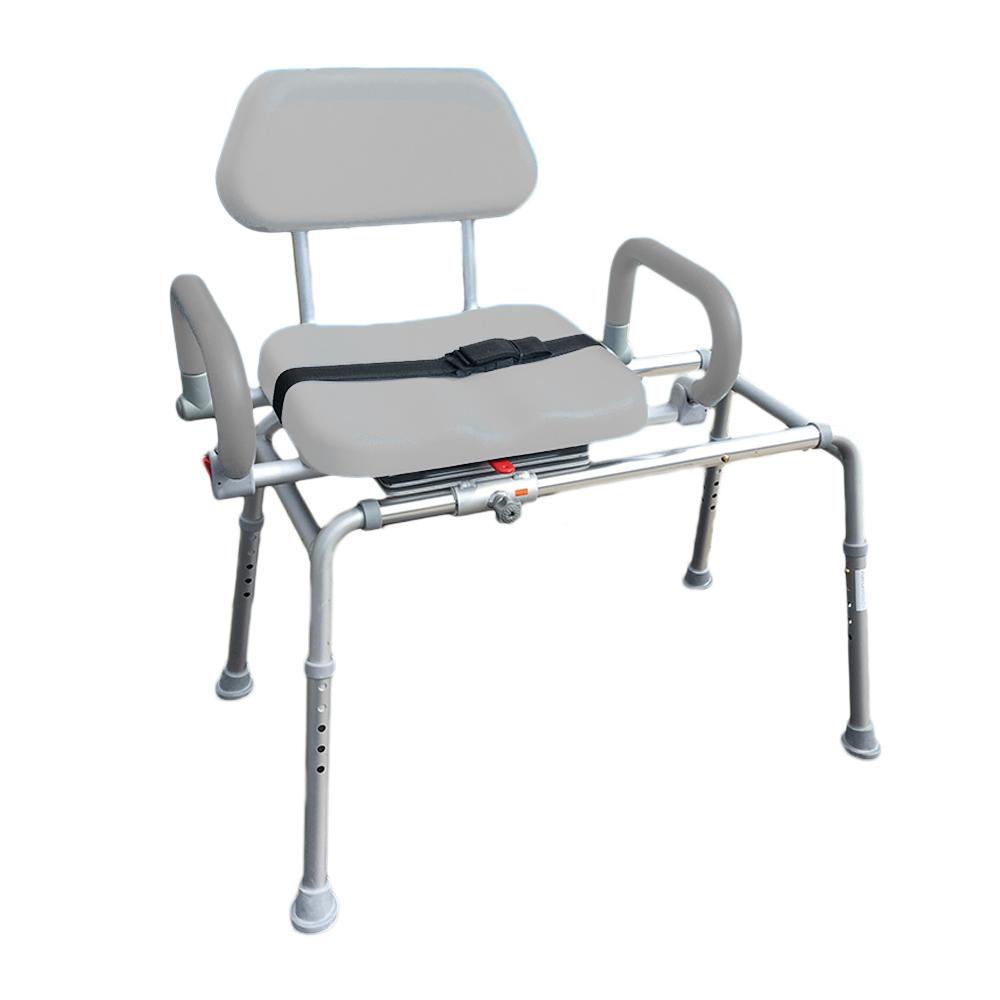 Carousel Sliding Transfer Bench with Swivel Seat - Grey