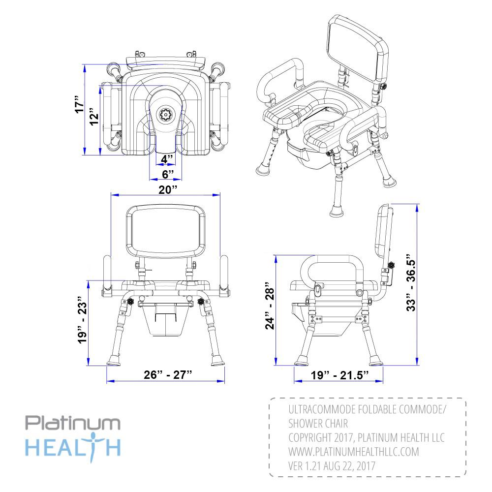 UltraCommode Voted #1 Most Comfortable Bedside Commode Chair - Soft, Warm, Padded and Foldable. XL Seat with 100% Open Front, Padded Pivoting Armrests, Adjustable Height. FREE Commode Pail